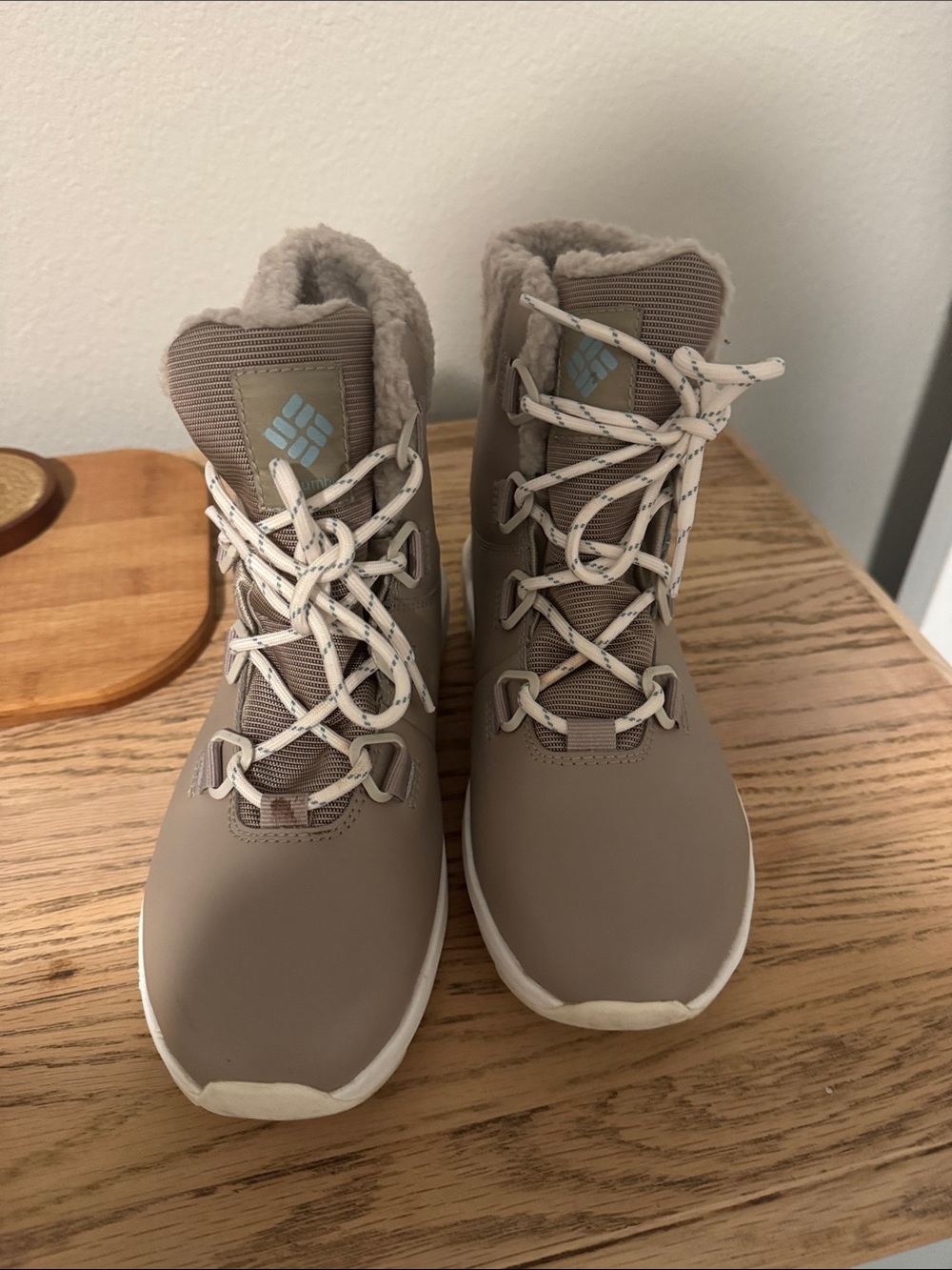 Columbia Women's Taupe Lace-Up Waterproof Winter Boots